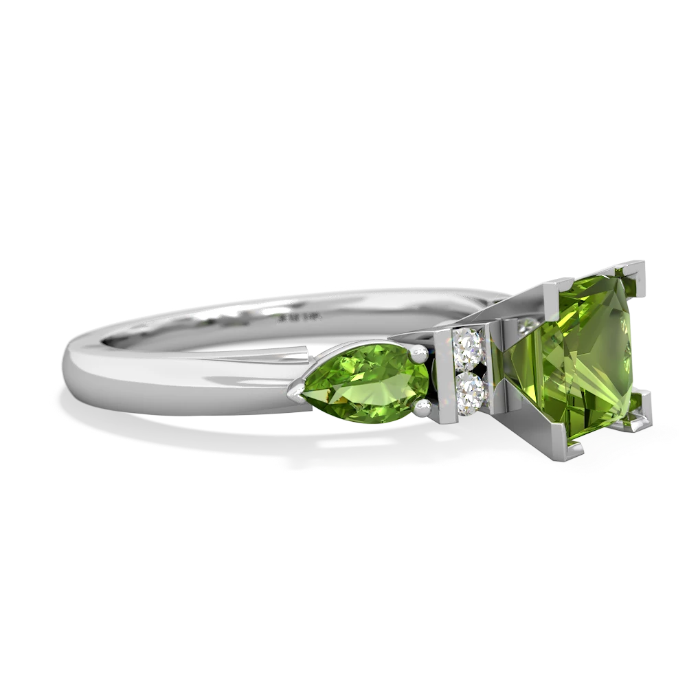 Lab Emerald 6Mm Princess Eternal Embrace Engagement 14K White Gold ring C2002