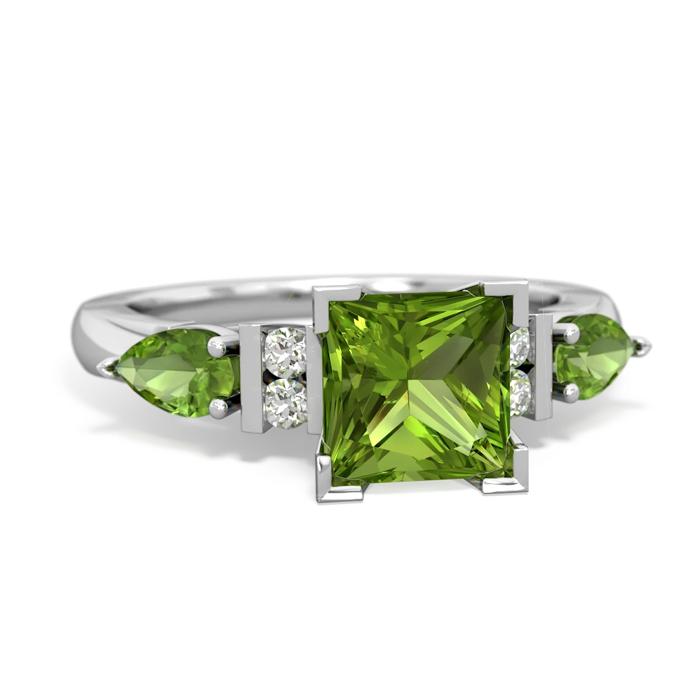 London Topaz 6Mm Princess Eternal Embrace Engagement 14K White Gold ring C2002