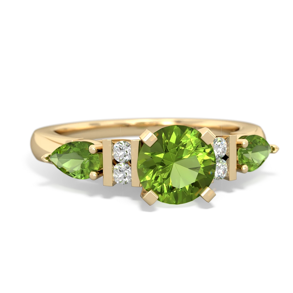 Peridot 6Mm Round Eternal Embrace Engagement 14K Yellow Gold ring R2005