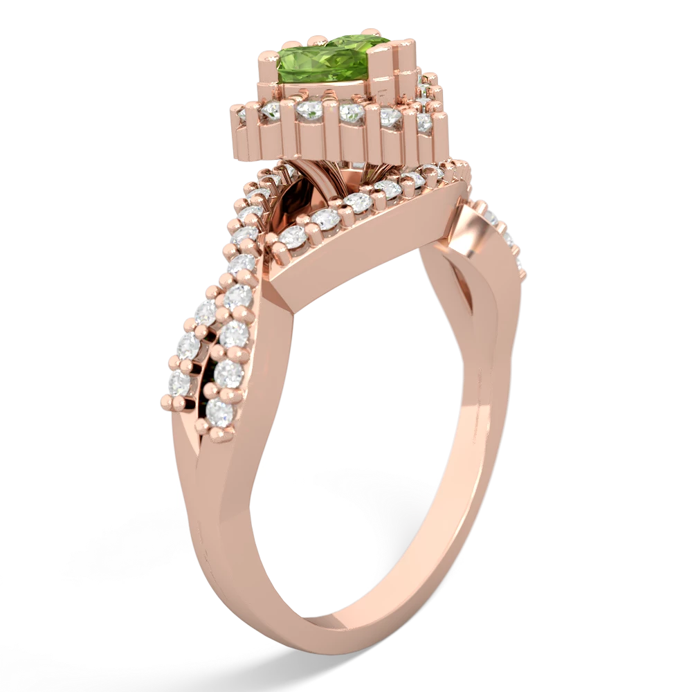 Peridot Diamond Twist 'One Heart' 14K Rose Gold ring R2640HRT