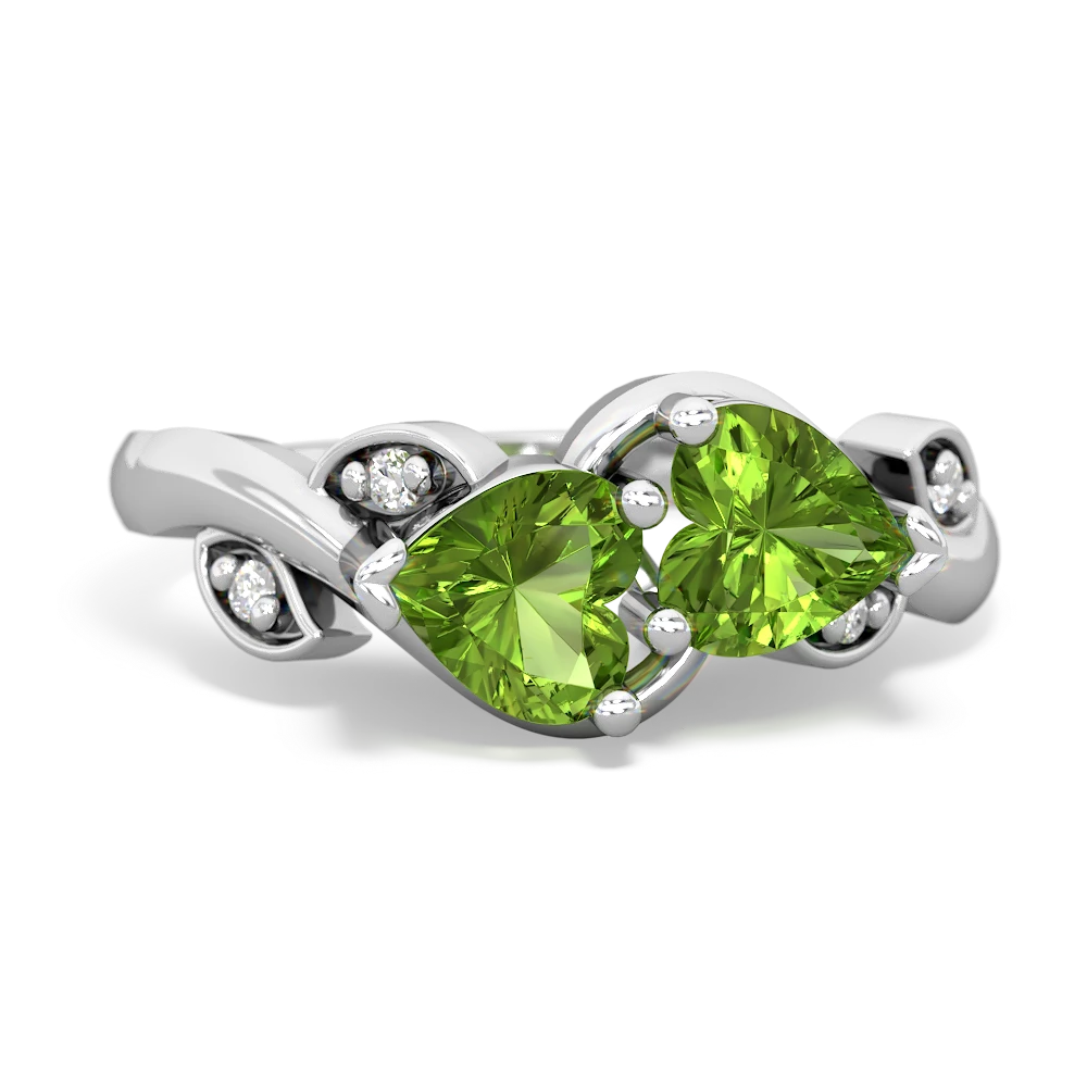 Peridot Floral Elegance 14K White Gold ring R5790