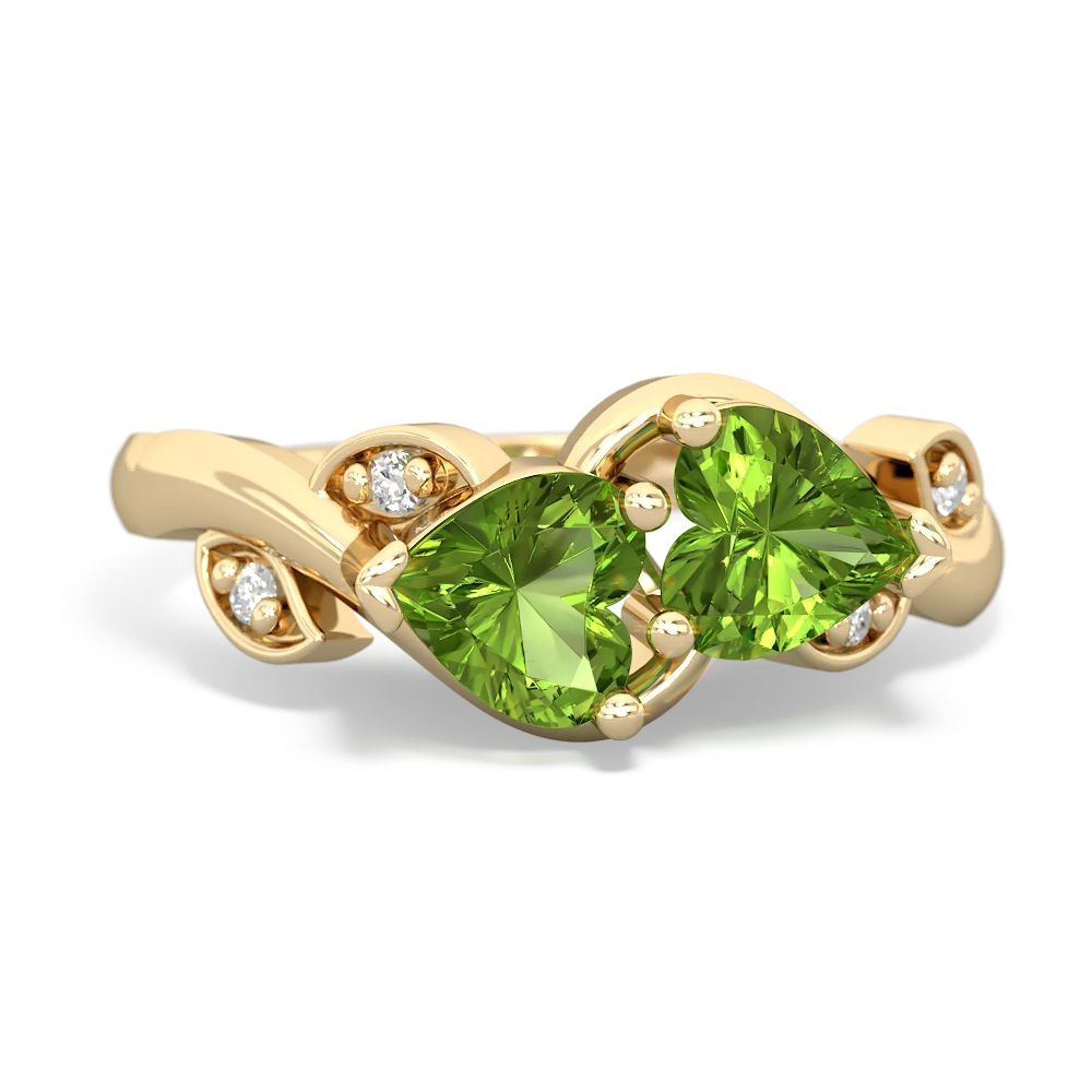 Peridot Floral Elegance 14K Yellow Gold ring R5790