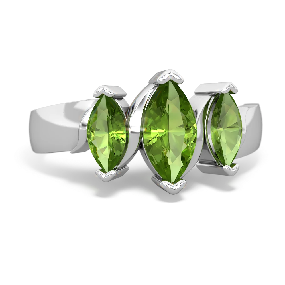 Peridot Three Peeks 14K White Gold ring R2433