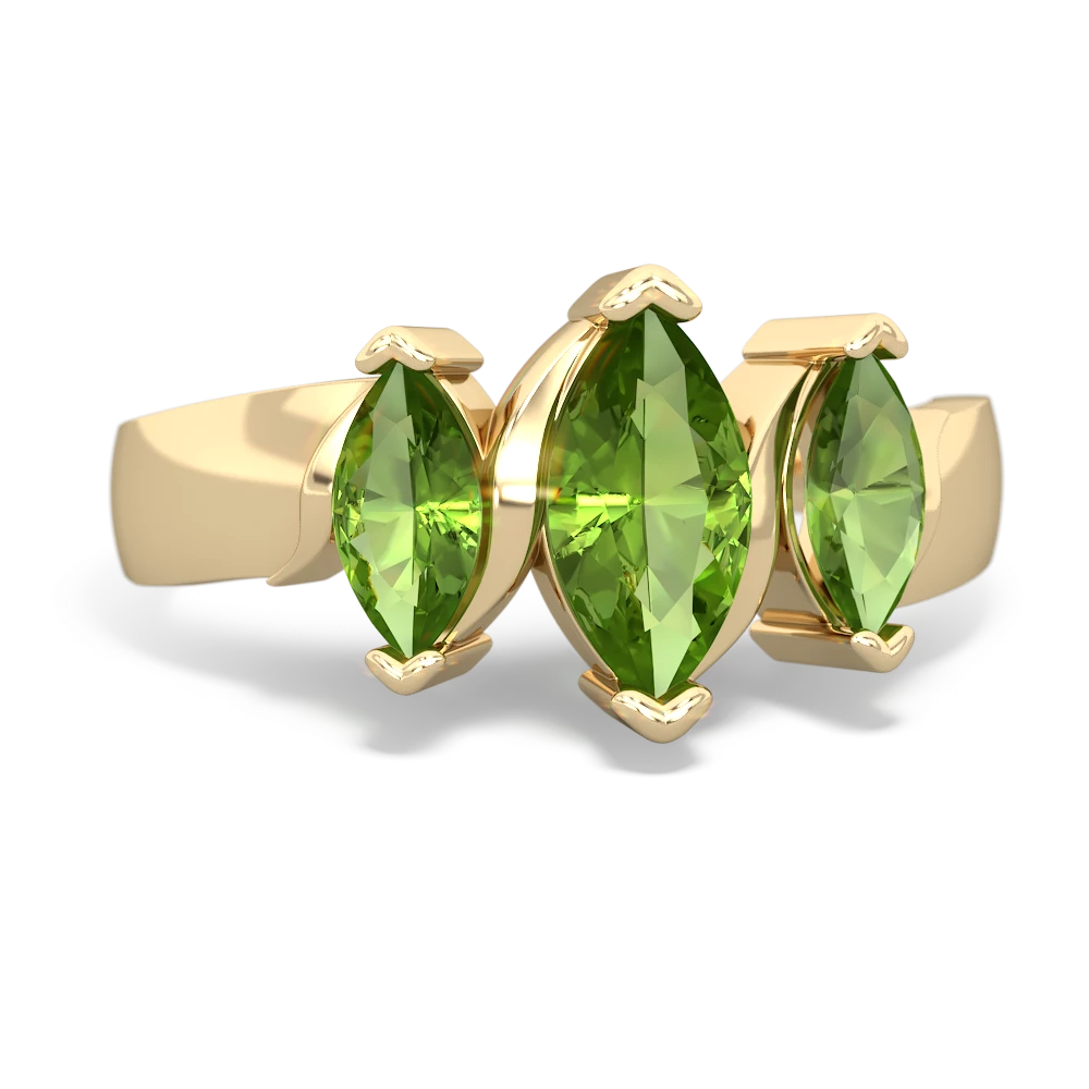 Emerald Three Peeks 14K Yellow Gold ring R2433