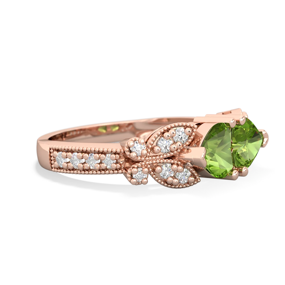 Peridot Diamond Butterflies 14K Rose Gold ring R5601