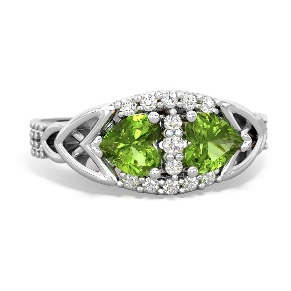 Peridot Sparkling Celtic Knot 14K White Gold ring R2645