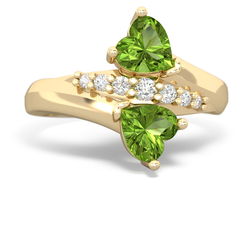 Peridot Heart To Heart 14K Yellow Gold ring R2064