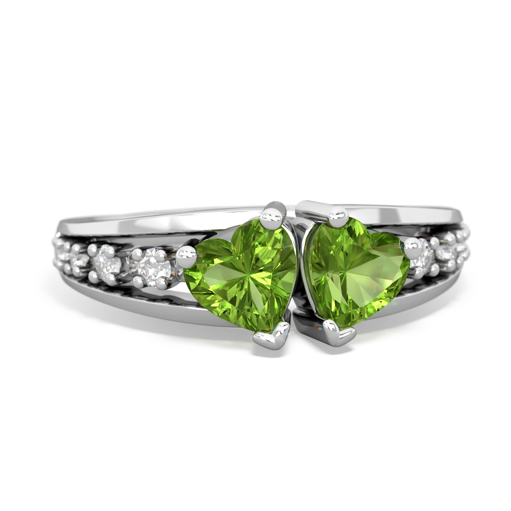 Peridot Heart To Heart 14K White Gold ring R3342