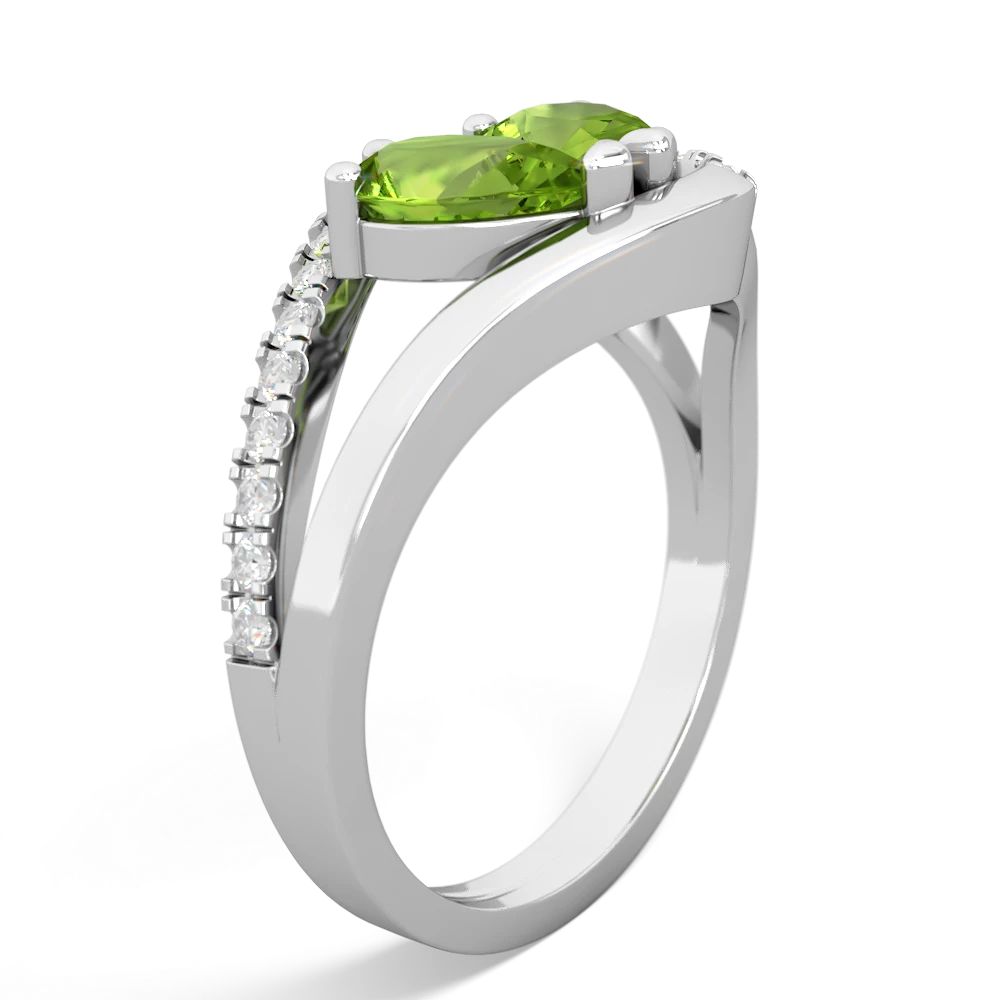 Peridot Nestled Heart Keepsake 14K White Gold ring R5650