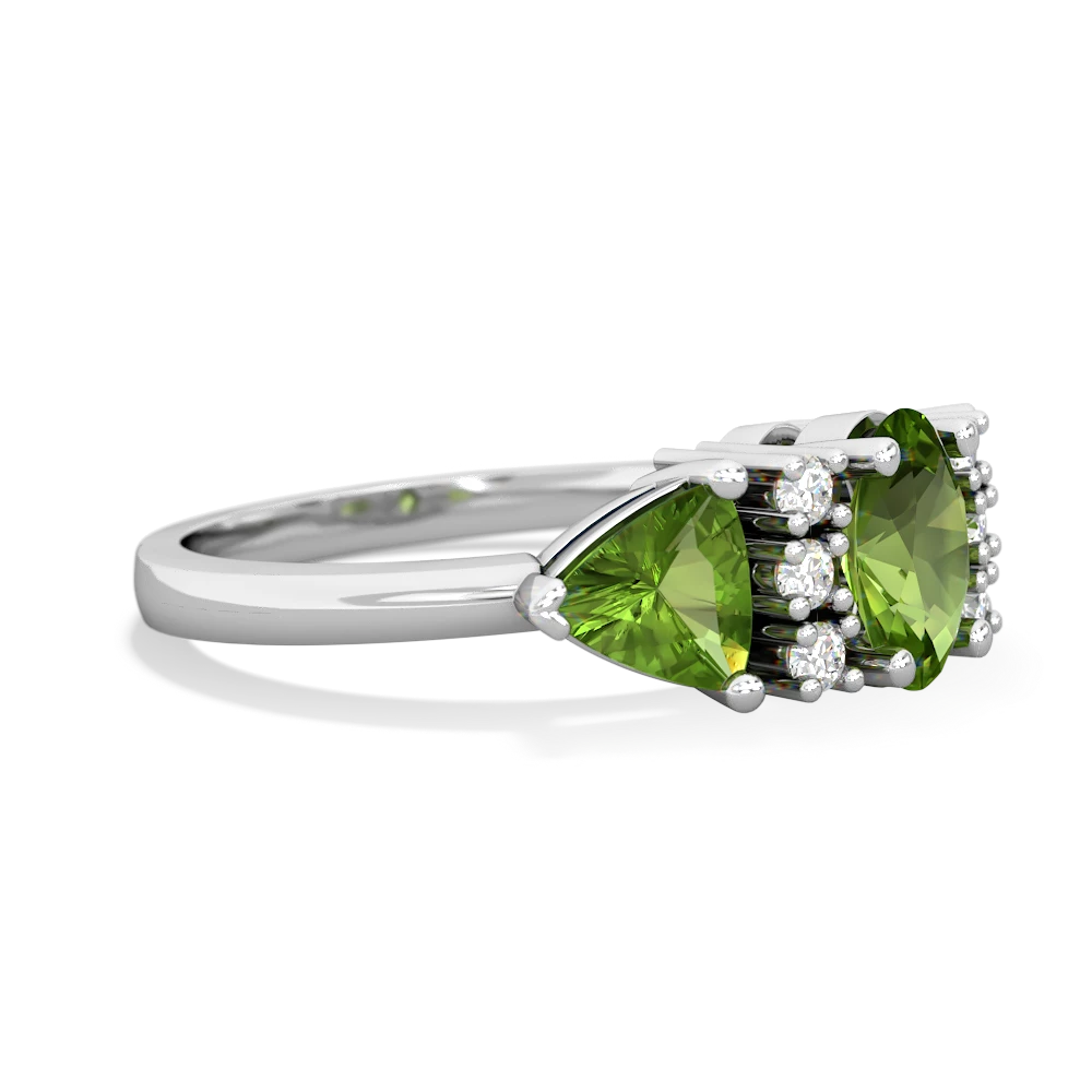 Lab Emerald Antique Style Three Stone 14K White Gold ring R2186