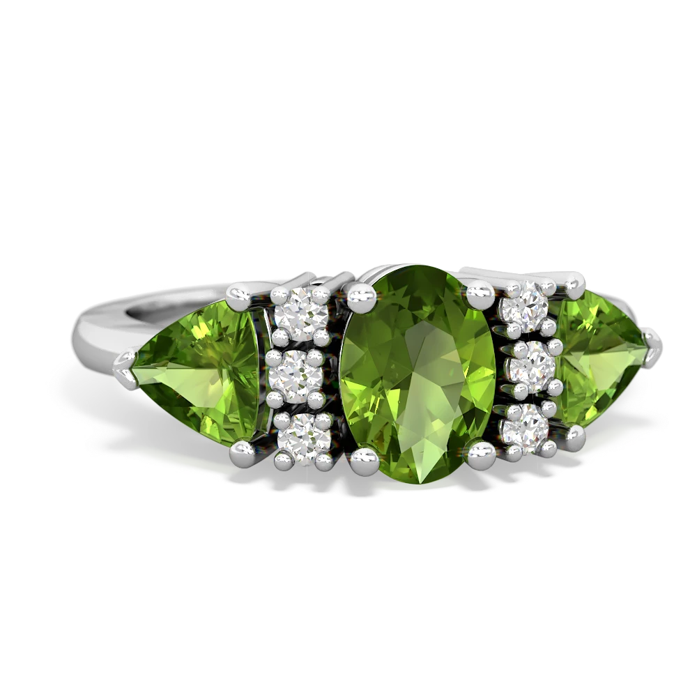 Lab Emerald Antique Style Three Stone 14K White Gold ring R2186