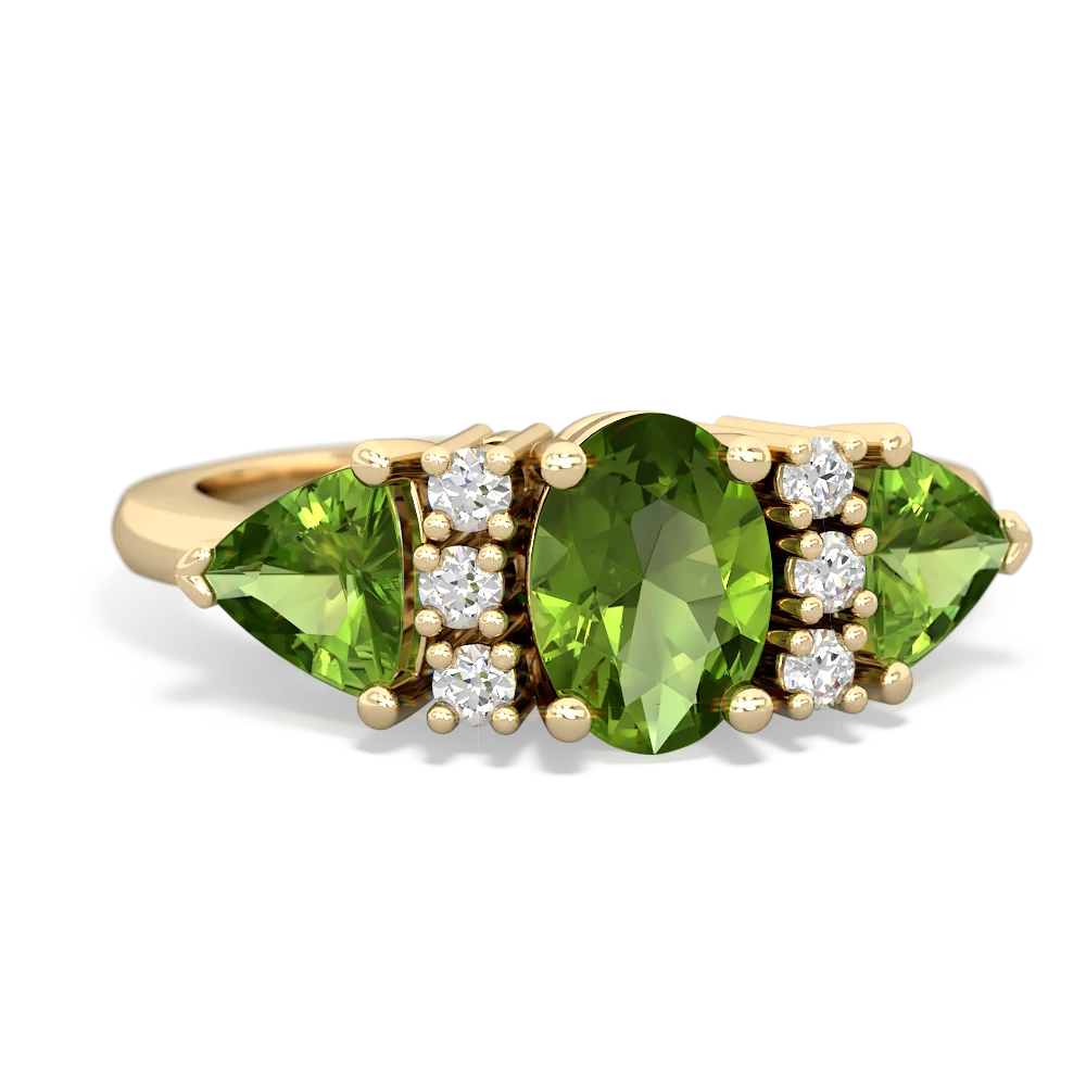 Peridot Antique Style Three Stone 14K Yellow Gold ring R2186