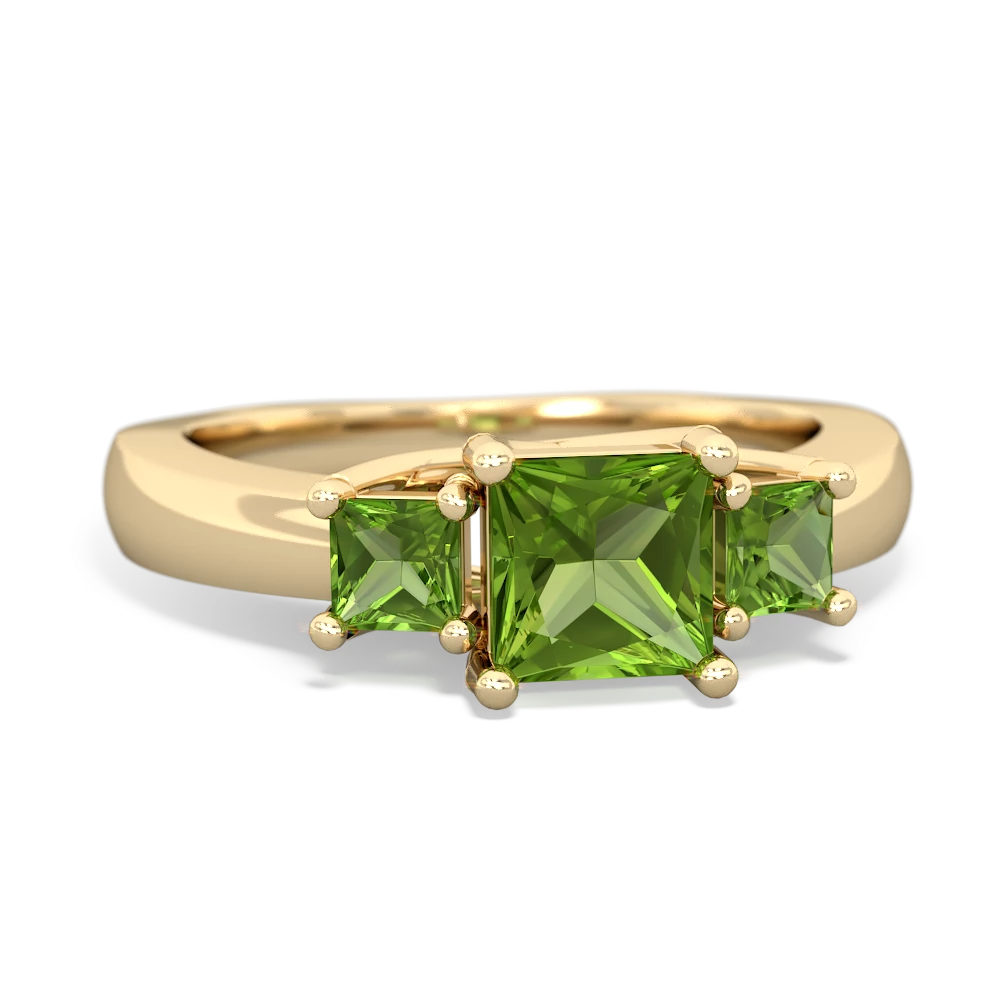 Peridot Three Stone Trellis 14K Yellow Gold ring R4015