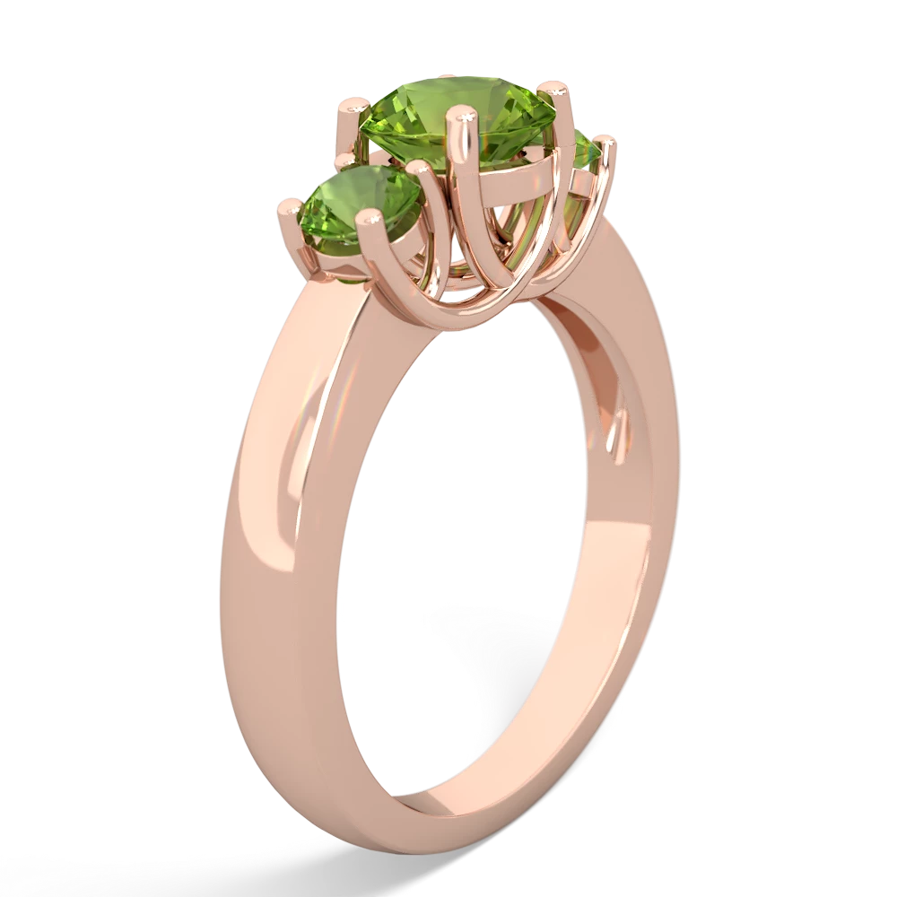 Peridot Three Stone Round Trellis 14K Rose Gold ring R4018