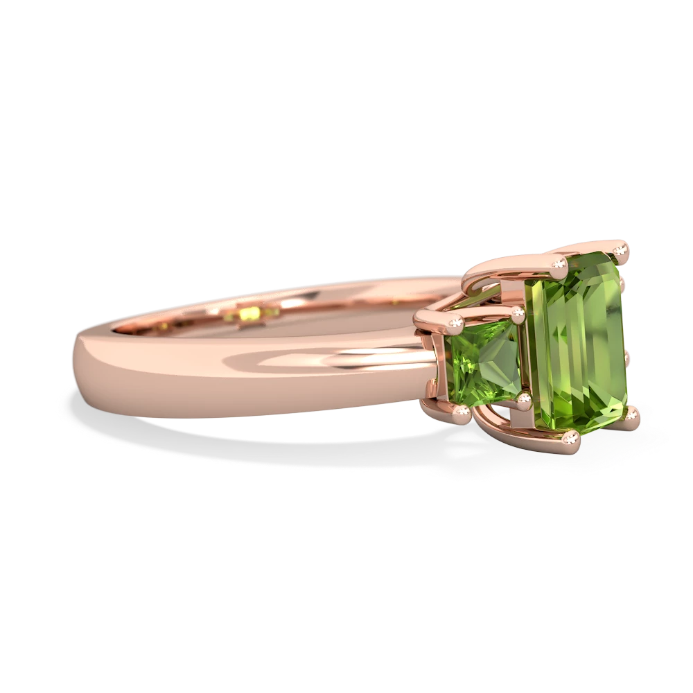 Tanzanite Three Stone Emerald-Cut Trellis 14K Rose Gold ring R4021