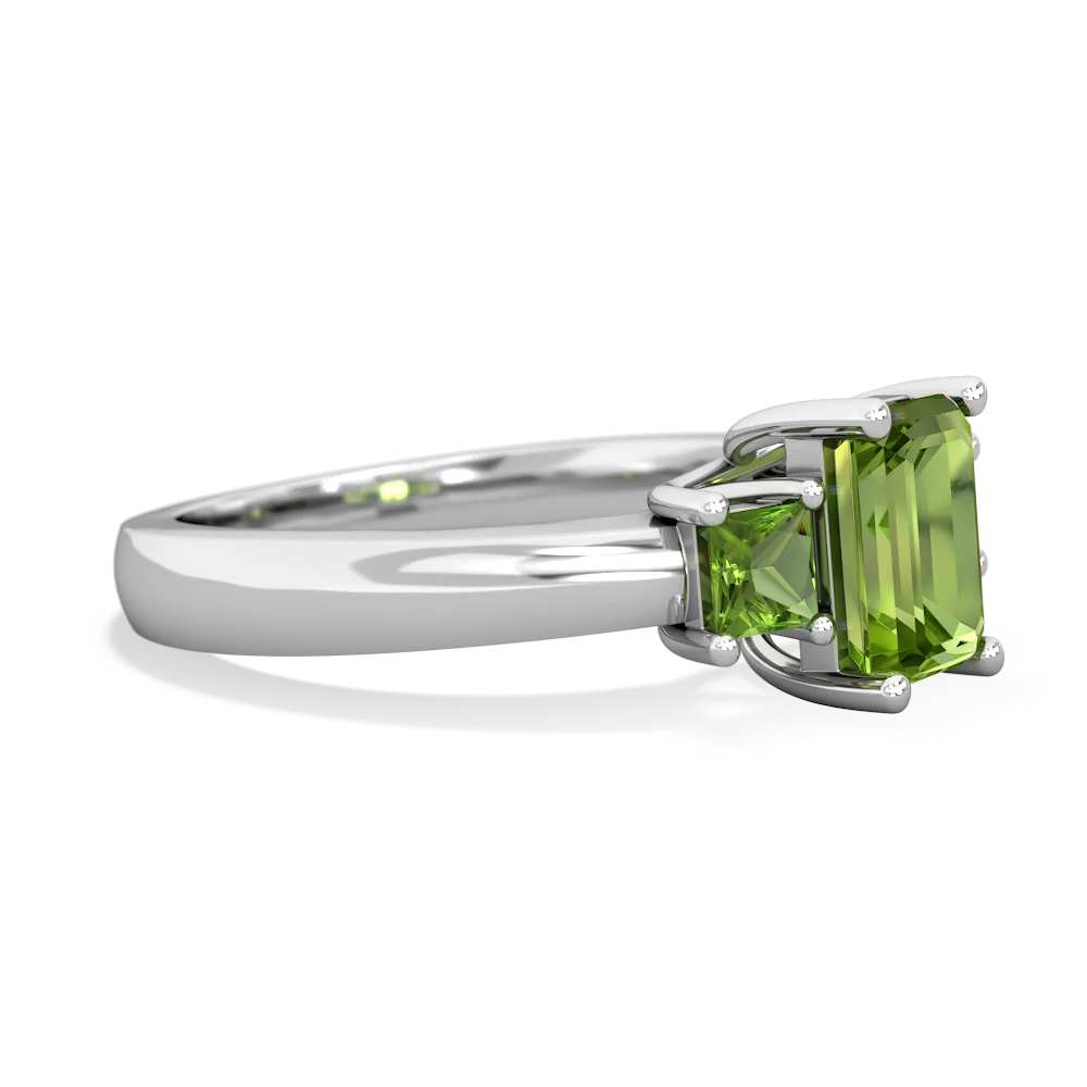 Ruby Three Stone Emerald-Cut Trellis 14K White Gold ring R4021