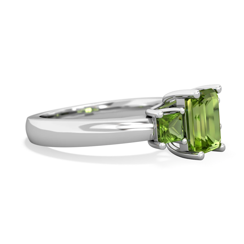 Alexandrite Three Stone Emerald-Cut Trellis 14K White Gold ring R4021