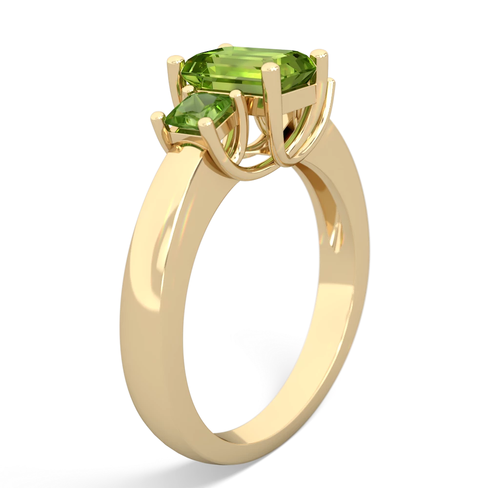 Ruby Three Stone Emerald-Cut Trellis 14K Yellow Gold ring R4021