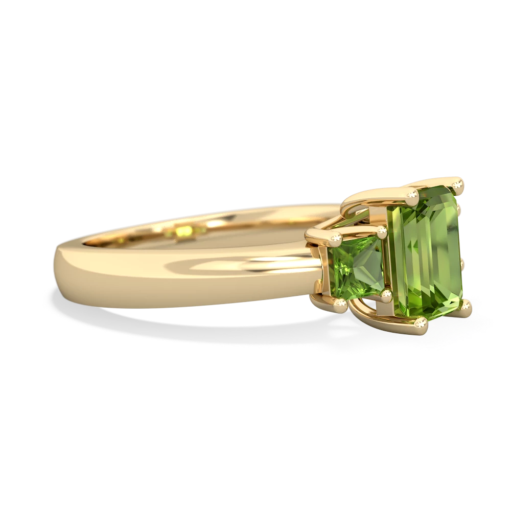 Citrine Three Stone Emerald-Cut Trellis 14K Yellow Gold ring R4021