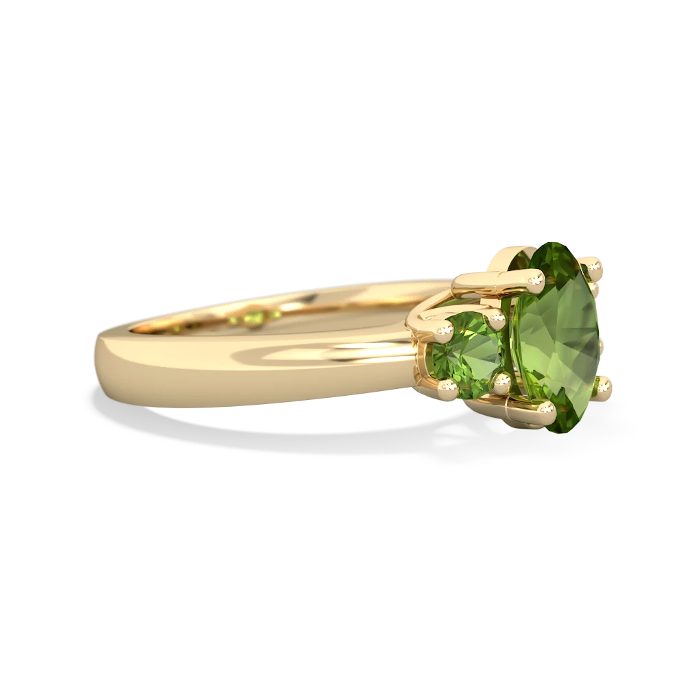 Peridot Three Stone Oval Trellis 14K Yellow Gold ring R4024