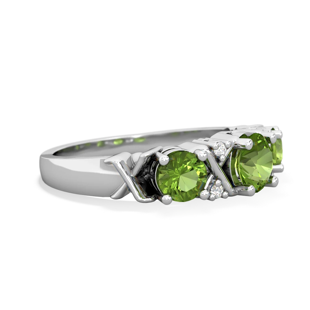 Peridot Hugs And Kisses 14K White Gold ring R5016