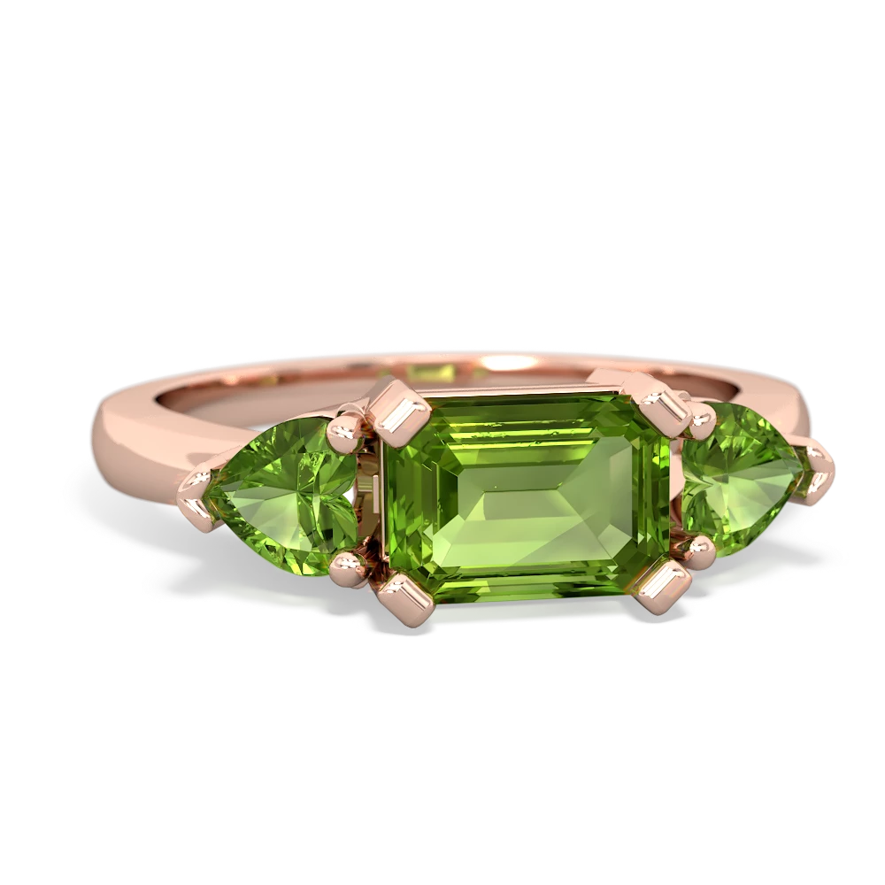 Lab Emerald Three Stone 14K Rose Gold ring R5235