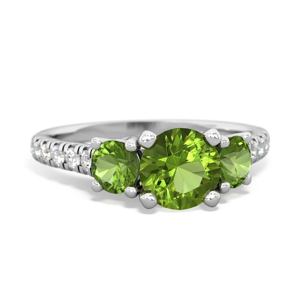 Peridot Pave Trellis 14K White Gold ring R5500