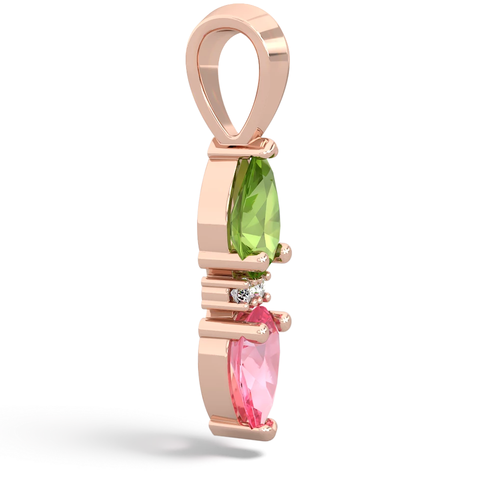 Peridot Bowtie Drop 14K Rose Gold pendant P0865