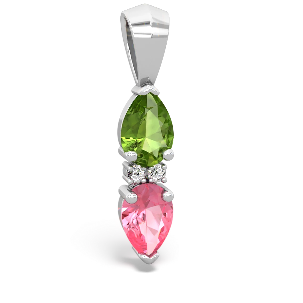 Peridot Bowtie Drop 14K White Gold pendant P0865