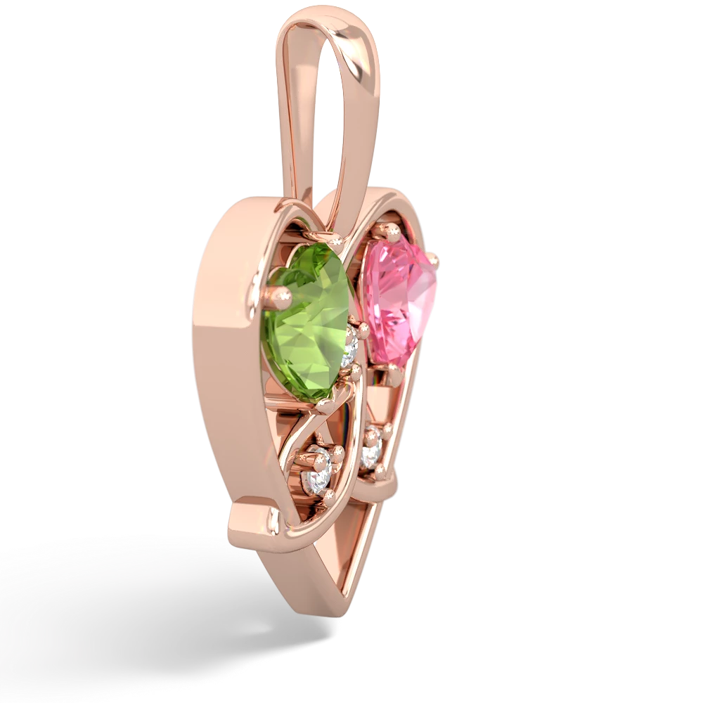 Peridot Celtic Trinity Heart 14K Rose Gold pendant P5331