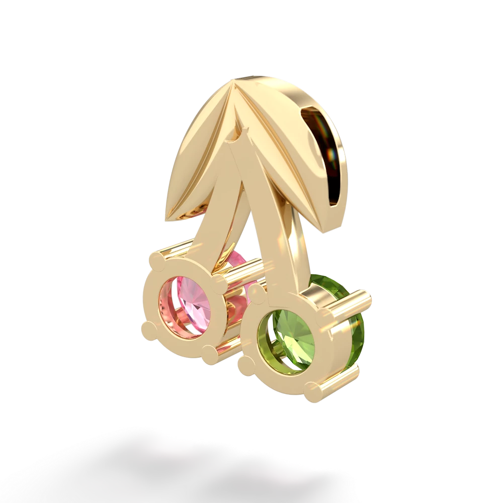 Peridot Sweet Cherries 14K Yellow Gold pendant P7001