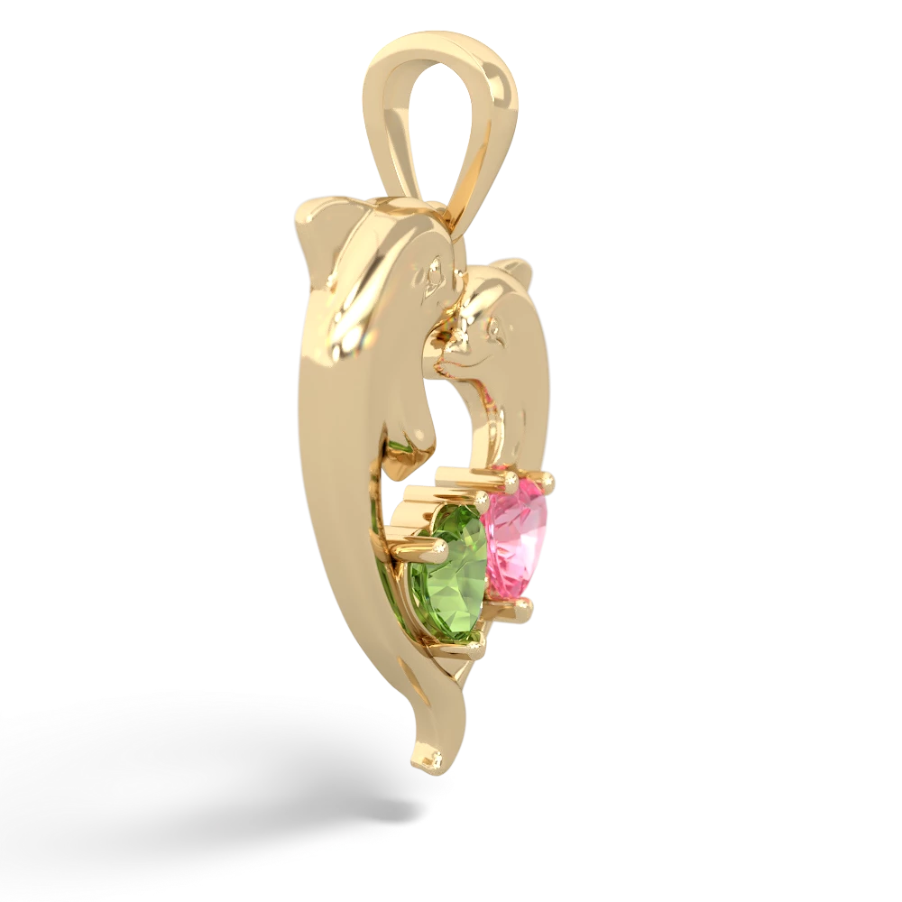 Peridot Dolphin Heart 14K Yellow Gold pendant P5820