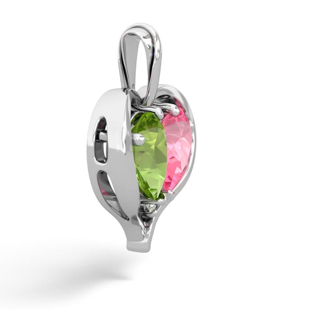 Peridot Two Become One 14K White Gold pendant P5330