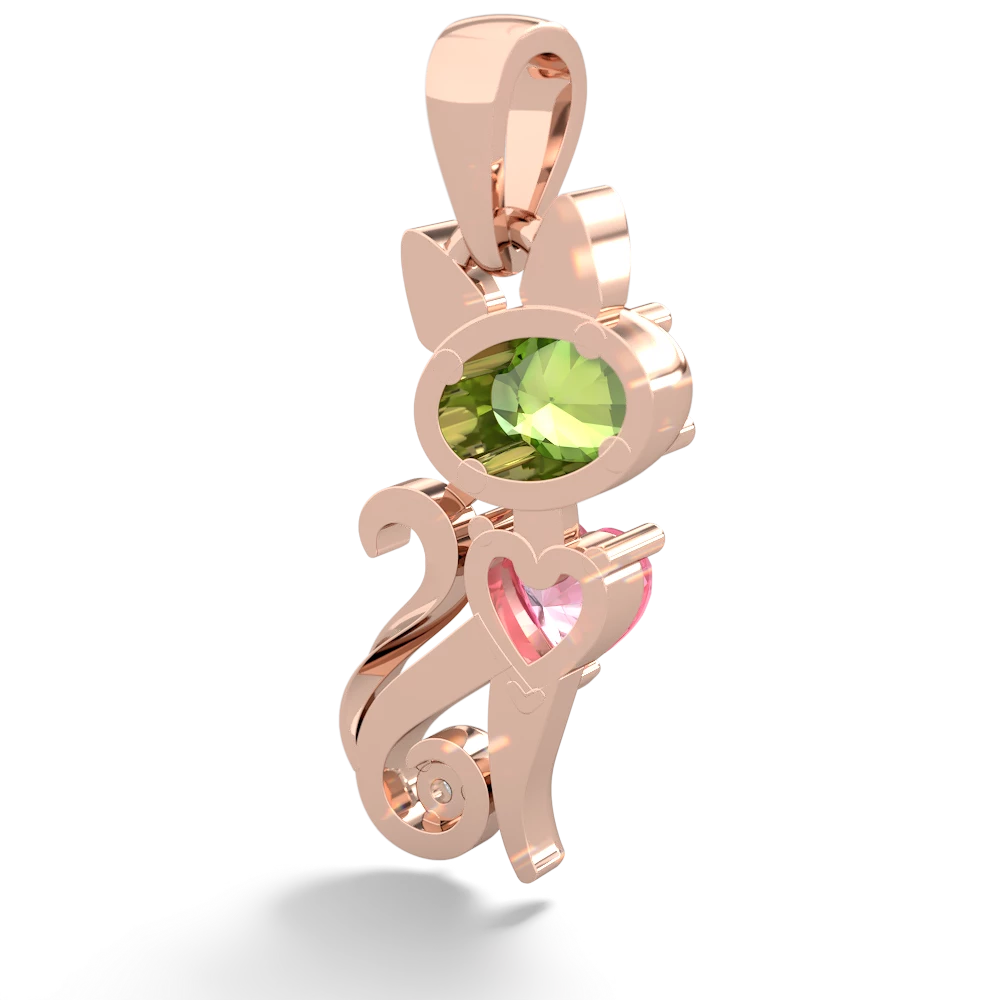 Peridot Kitten 14K Rose Gold pendant P5780