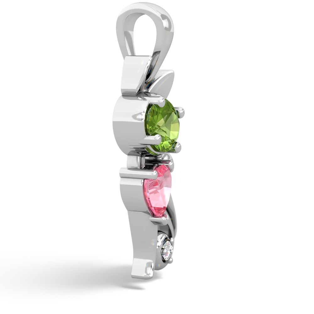 Peridot Kitten 14K White Gold pendant P5780