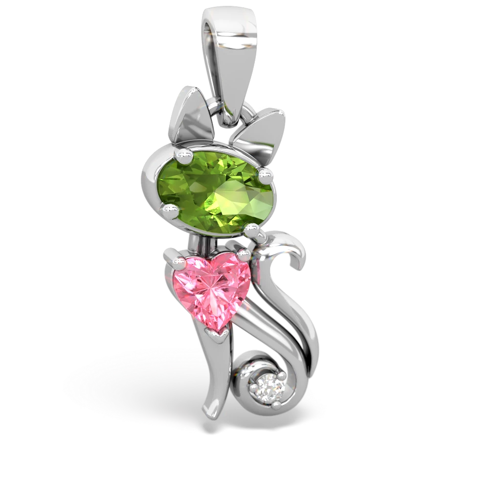 Peridot Kitten 14K White Gold pendant P5780