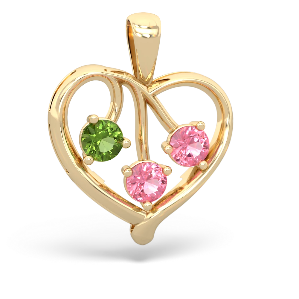 Peridot Glowing Heart 14K Yellow Gold pendant P2233