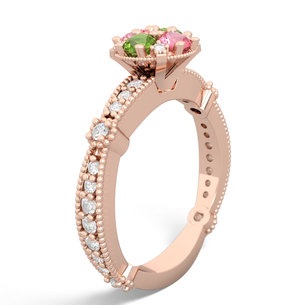 Peridot Sparkling Tiara Cluster 14K Rose Gold ring R26293RD