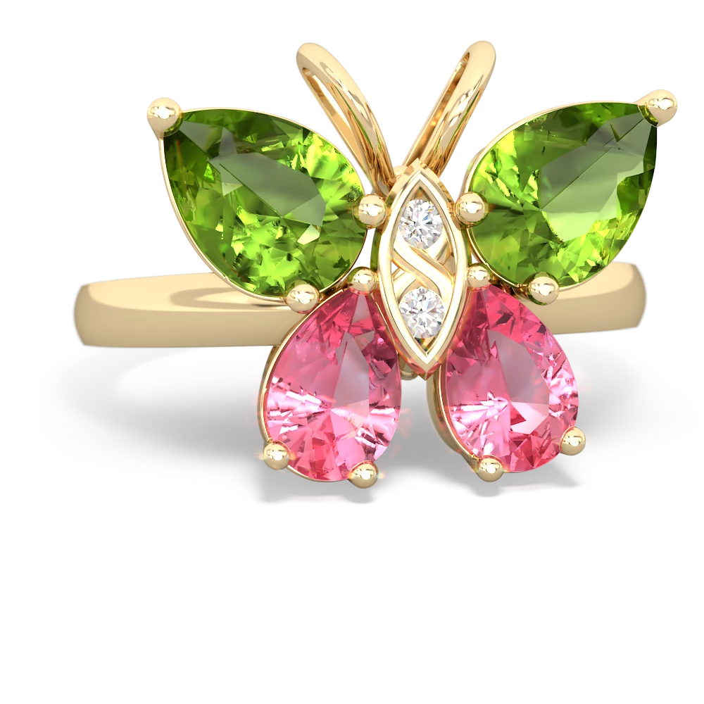 Peridot Butterfly 14K Yellow Gold ring R2215