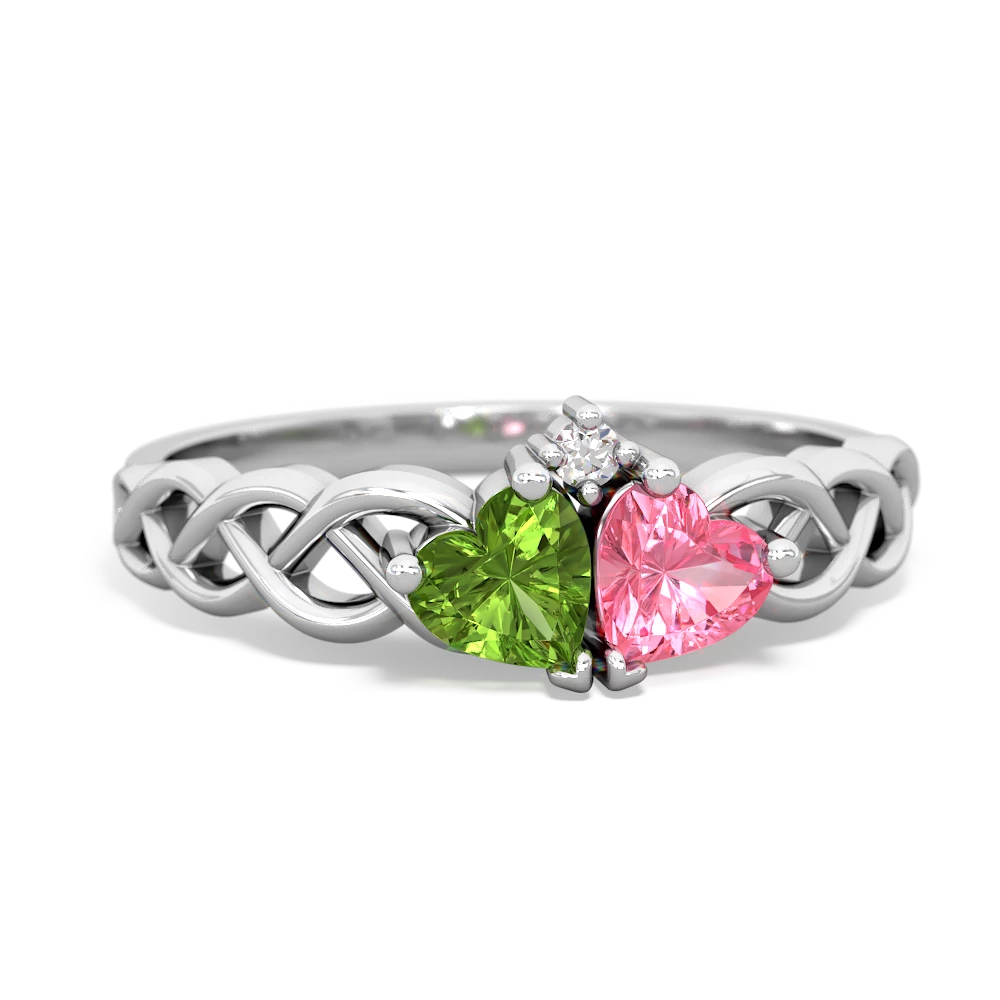 Peridot Heart To Heart Braid 14K White Gold ring R5870