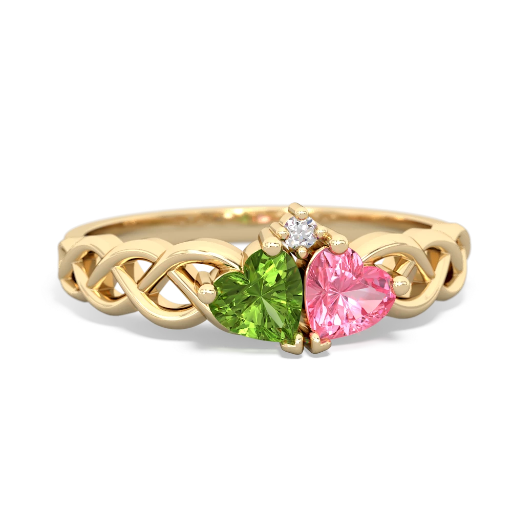 Peridot Heart To Heart Braid 14K Yellow Gold ring R5870