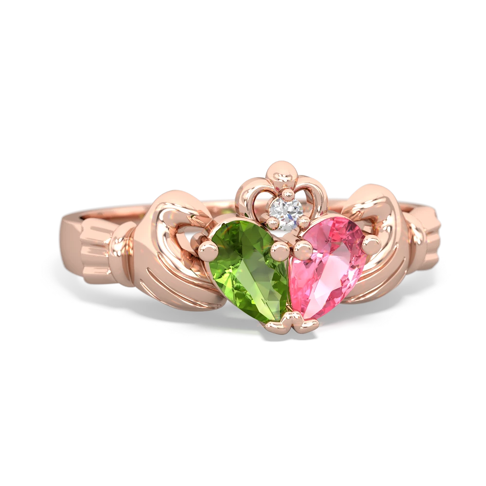 Peridot 'Our Heart' Claddagh 14K Rose Gold ring R2388