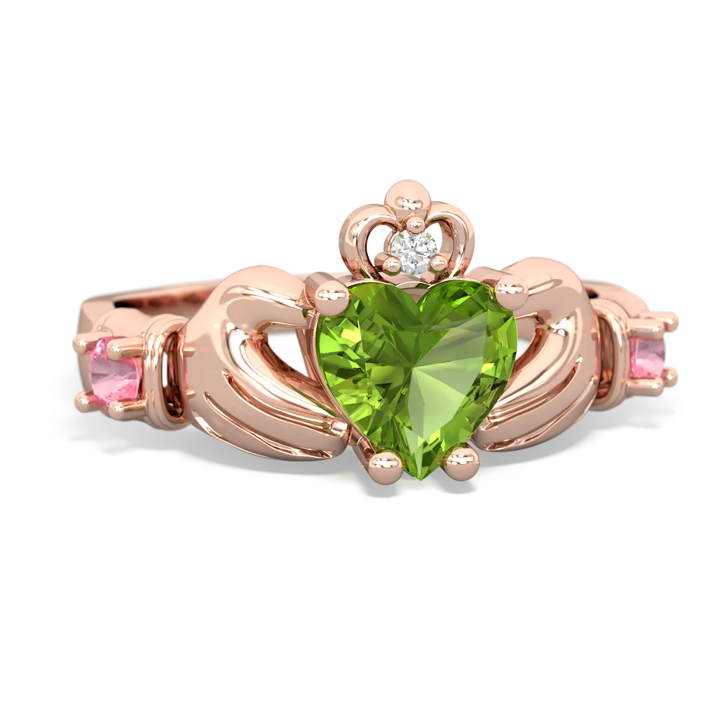 Peridot Claddagh Keepsake 14K Rose Gold ring R5245