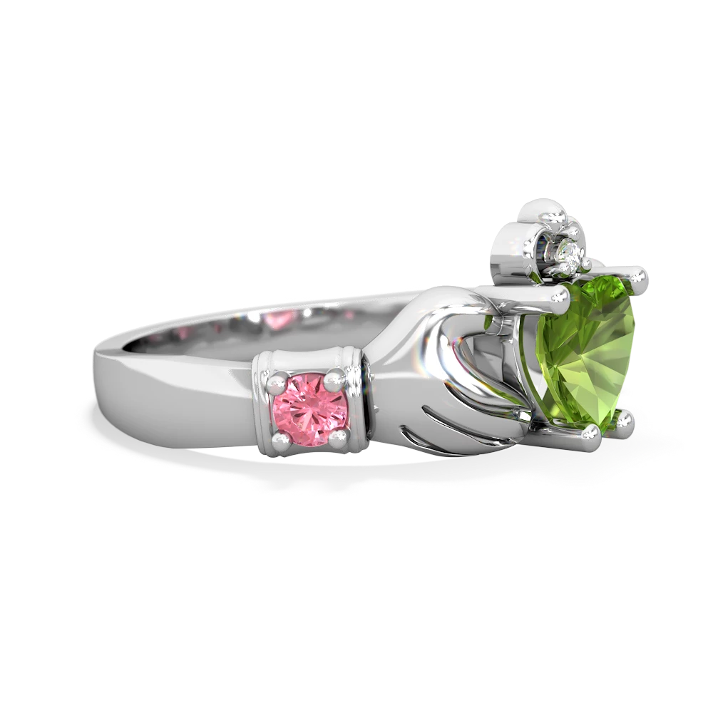 Peridot Claddagh Keepsake 14K White Gold ring R5245