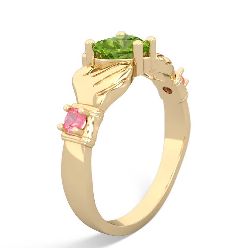 Peridot Claddagh Keepsake 14K Yellow Gold ring R5245