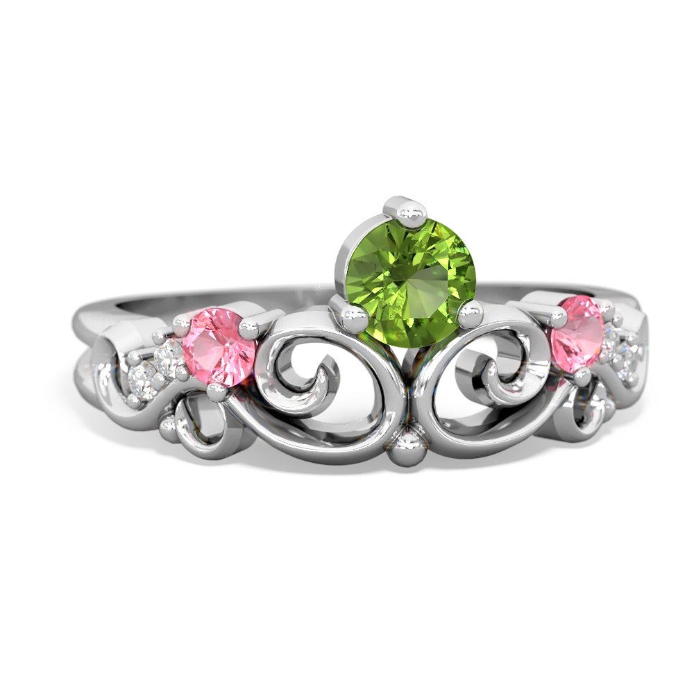 Peridot Crown Keepsake 14K White Gold ring R5740