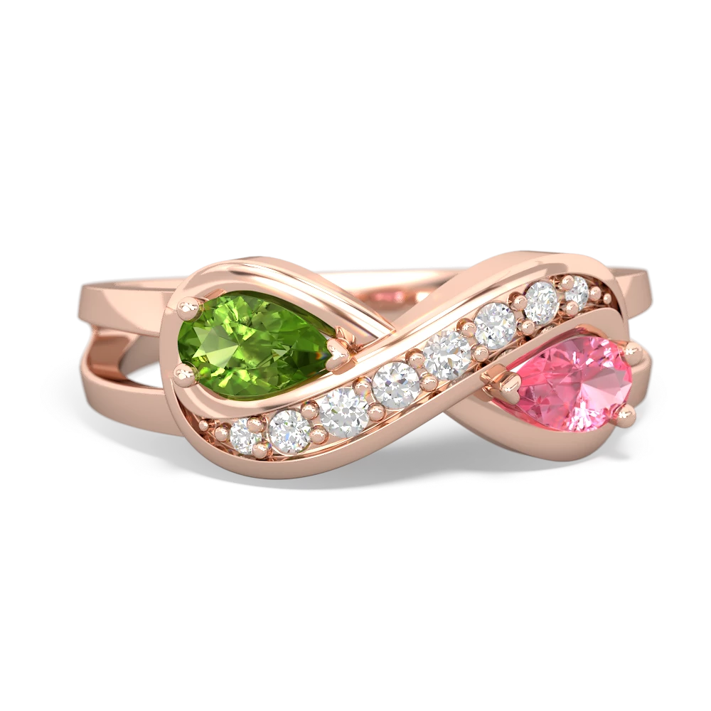 Peridot Diamond Infinity 14K Rose Gold ring R5390