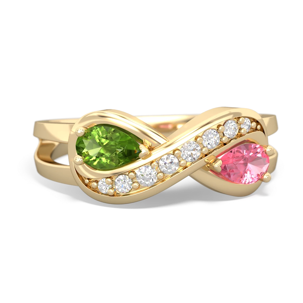 Peridot Diamond Infinity 14K Yellow Gold ring R5390