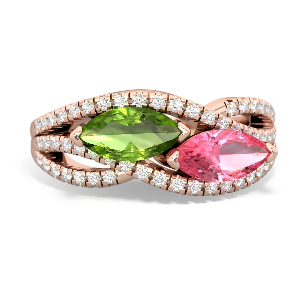 Peridot Diamond Rivers 14K Rose Gold ring R3070