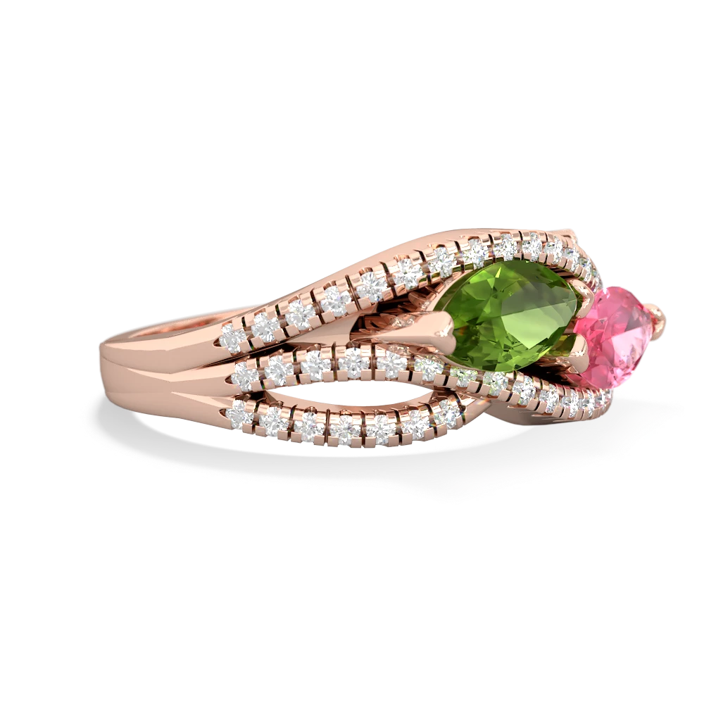 Peridot Diamond Rivers 14K Rose Gold ring R3070